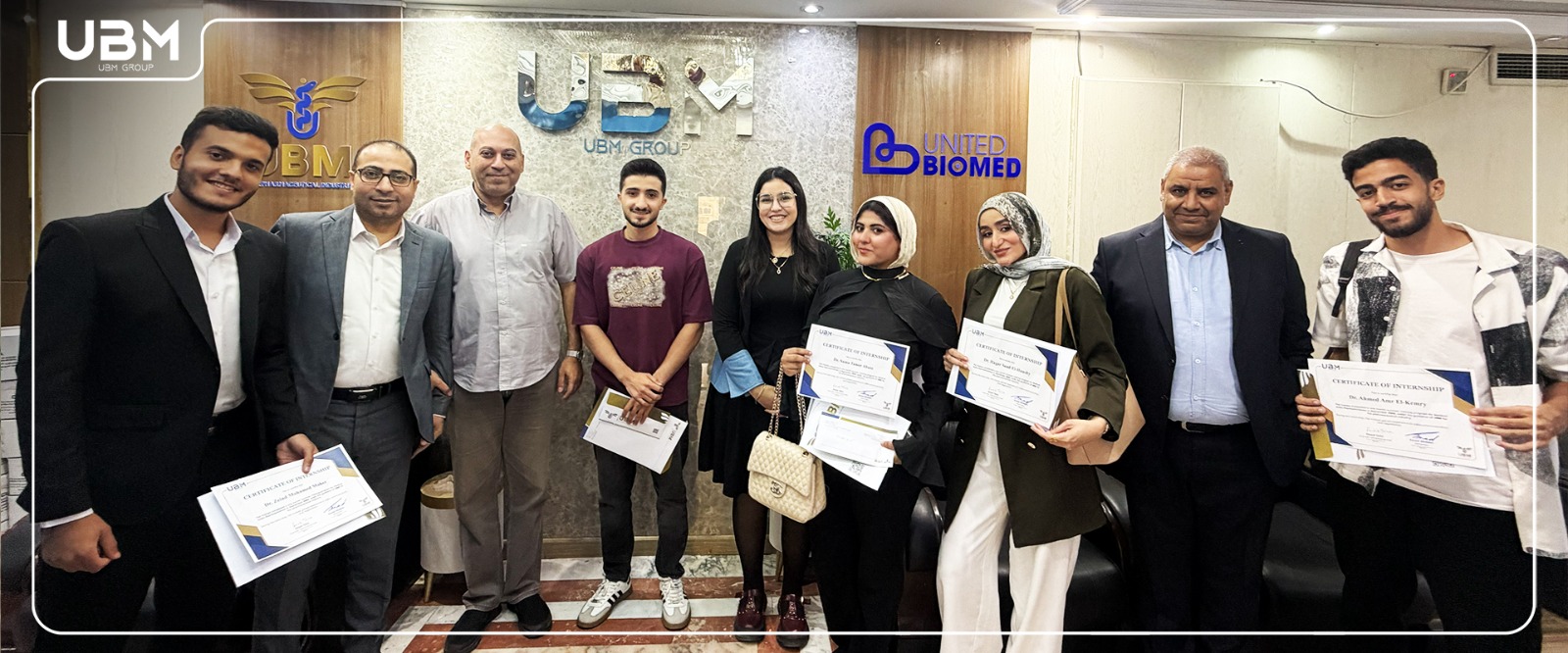 UBM internship program students receiving certificates of appreciation