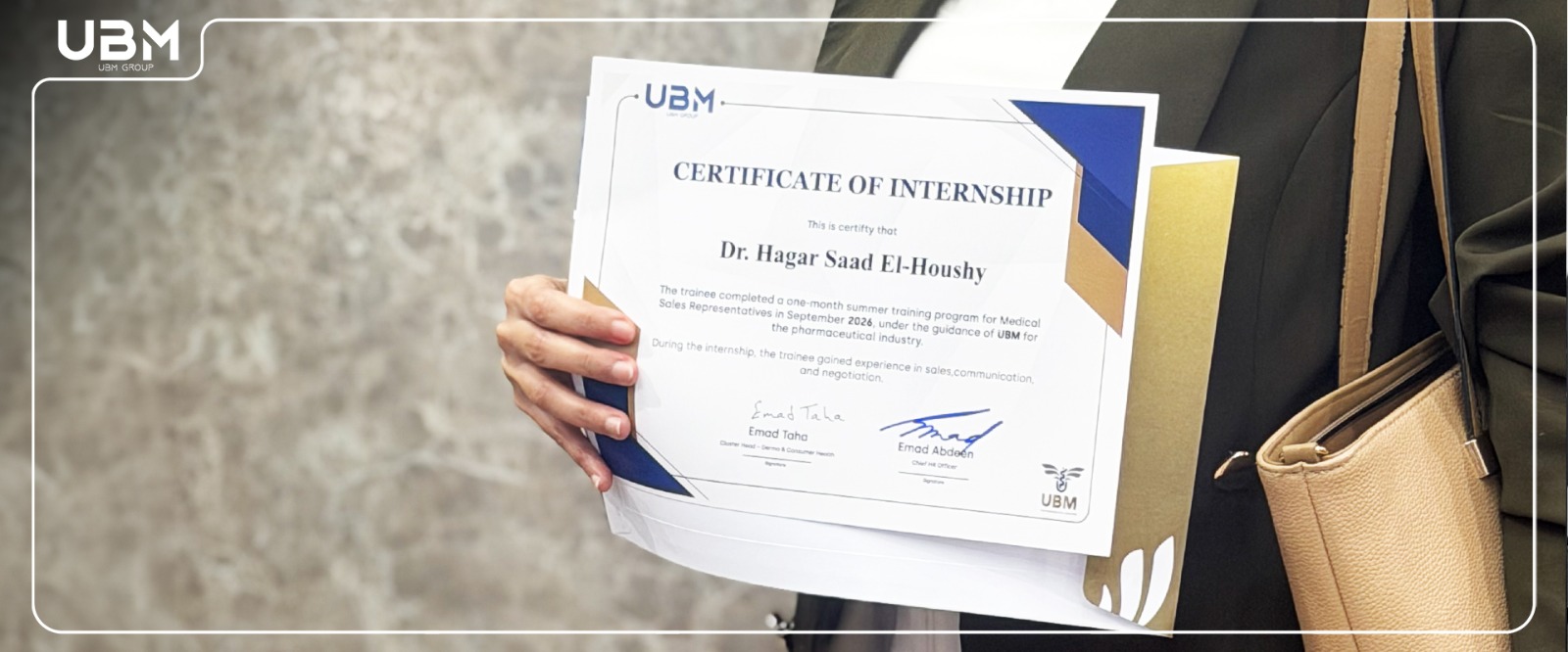 UBM internship program students receiving certificates of appreciation