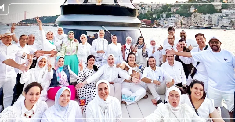 UBM team celebrating together on the Bosphorus in Istanbul