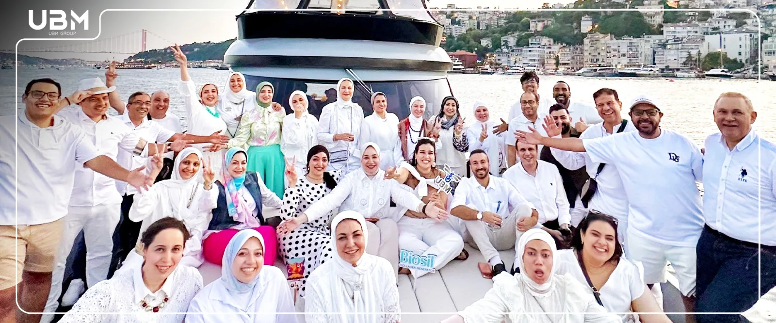 UBM team celebrating together on the Bosphorus in Istanbul